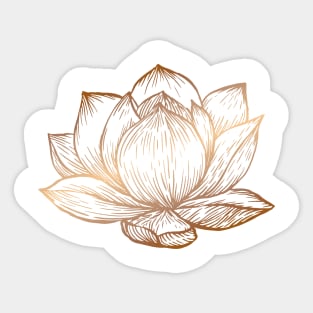 Golden Lotus Flower on White Sticker